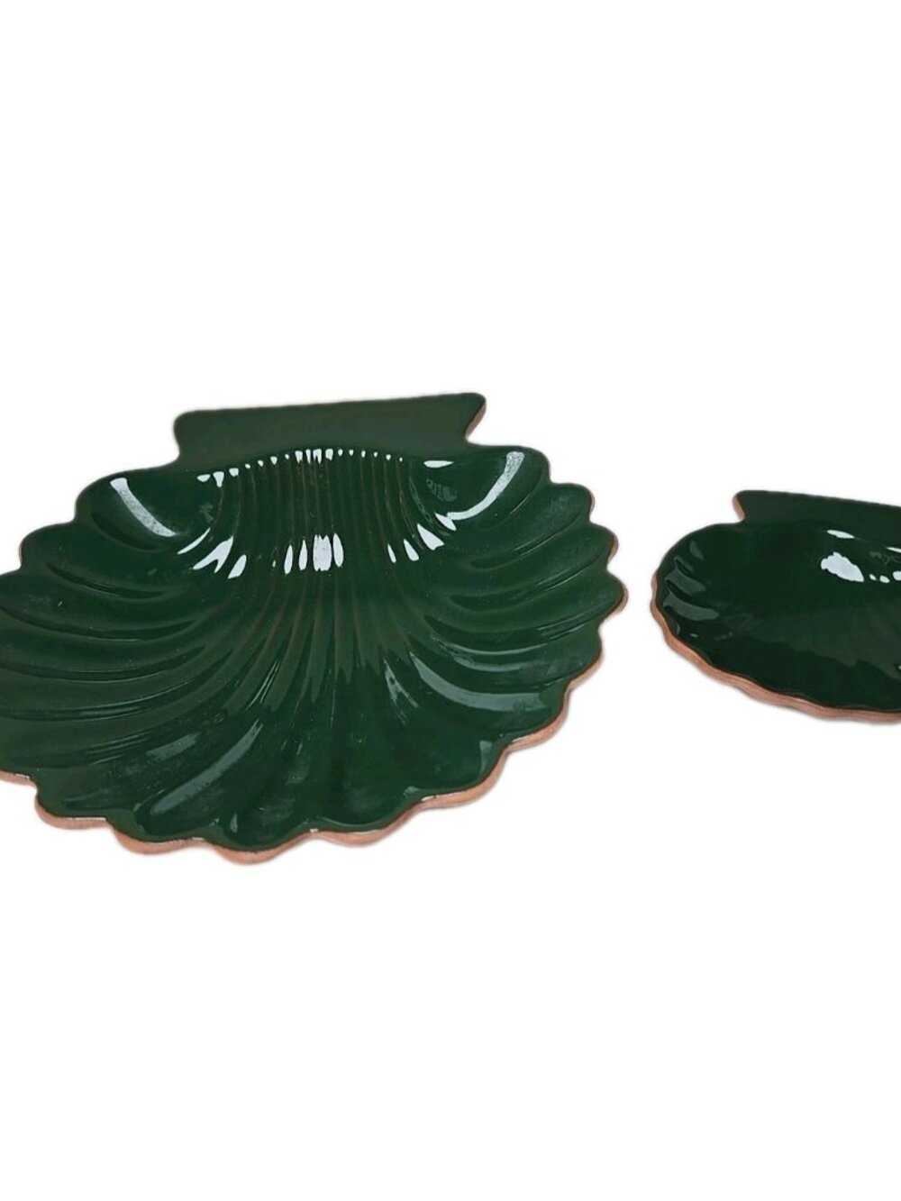 Romertopt Terra Posa USA Green Shell Dish Set Scallop Serving Bowls Vtg Pottery